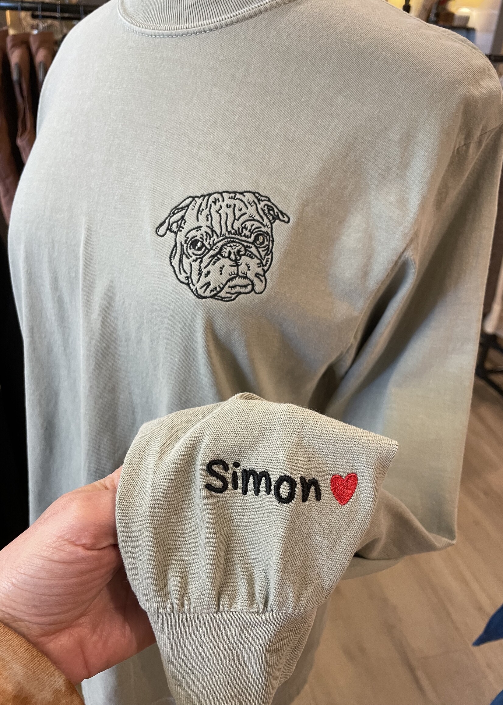 Jen Tees Simon Embroidered LS Top