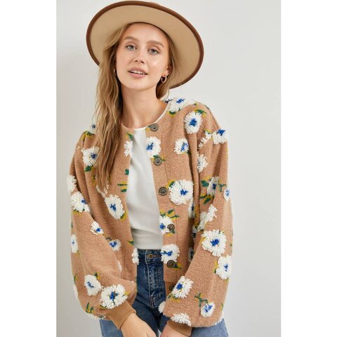 Floral Textured Jacket Top