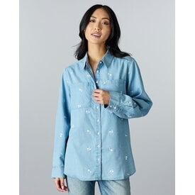 Downeast Amaya Embroidered Chambray Top
