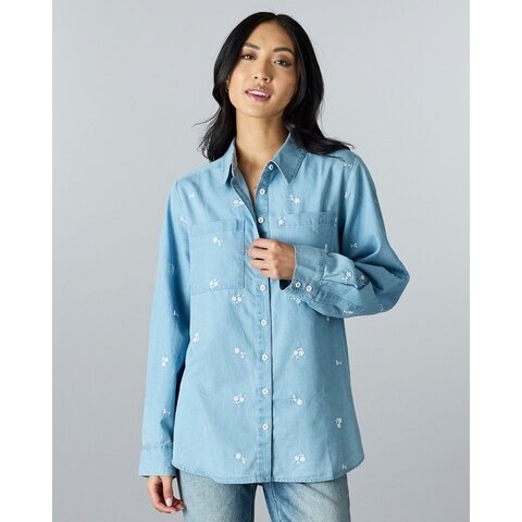 Amaya Embroidered Chambray Top