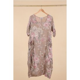 La Maison Floral Tulip Hem Linen Dress