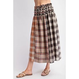 Easel Plaid Mix A Line Skirt