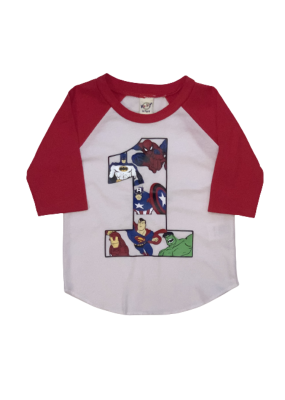 Superhero Birthday Baseball Tee