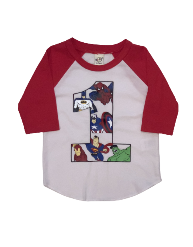 Tracy's Treasures Superhero Birthday Baseball Tee