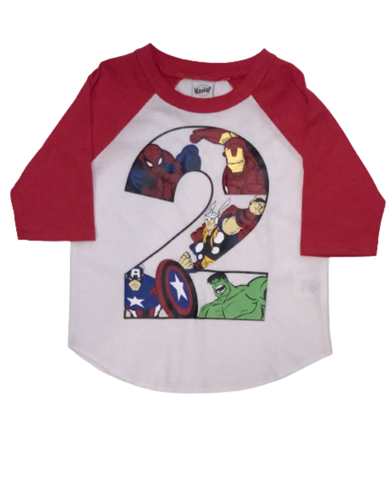 Tracy's Treasures Superhero Birthday Baseball Tee