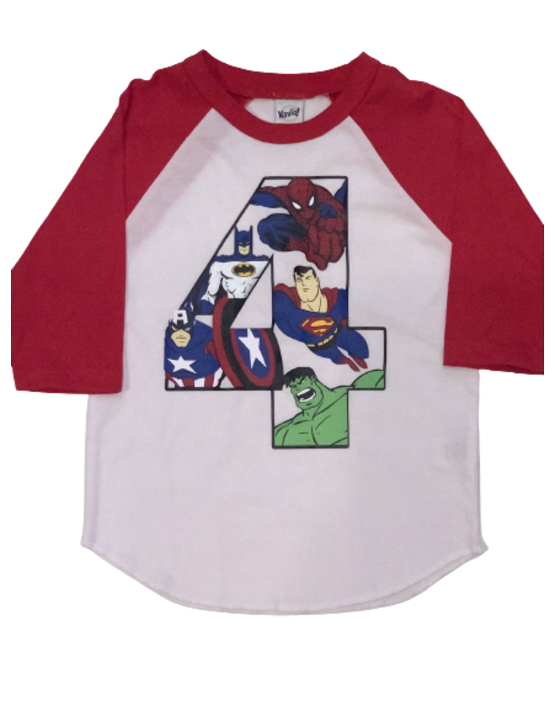 Tracy's Treasures Superhero Birthday Baseball Tee