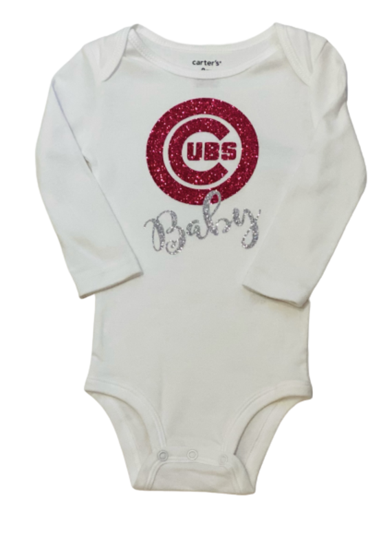 Chicago Sports Fan Crest - Baby Onesie Athletic Heather / 6-12M