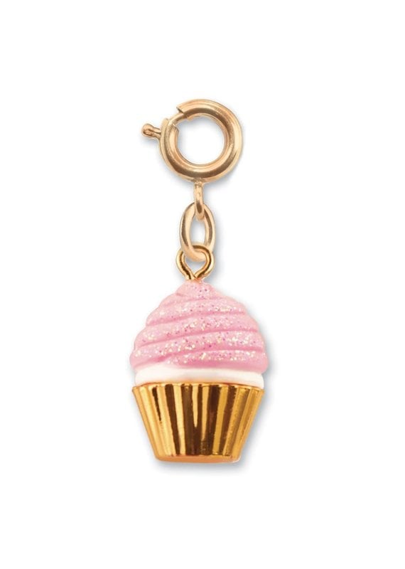 CHARM IT! Gold Pink Glitter Cupcake Charm