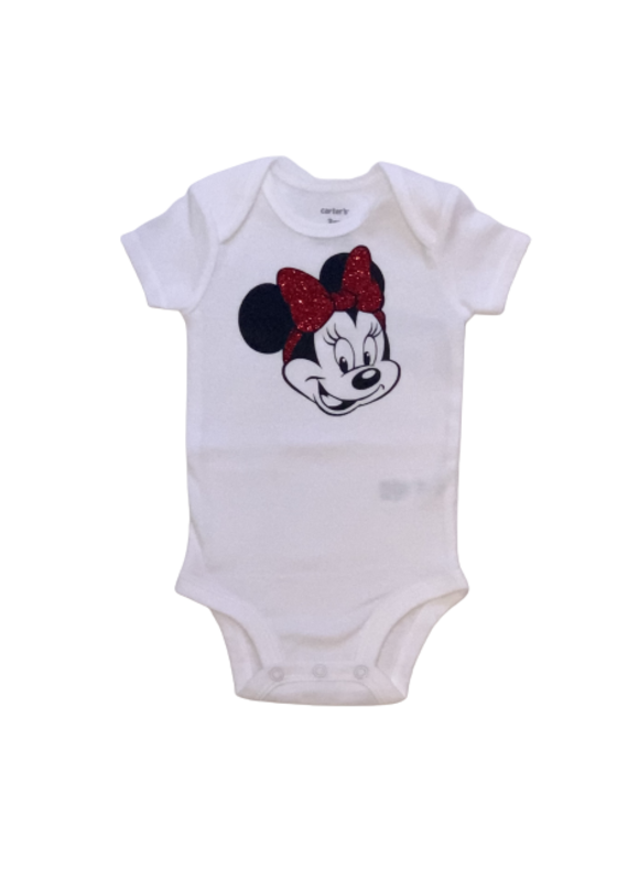 Tracy's Treasures Minnie with Red Glitter Bow Onesie