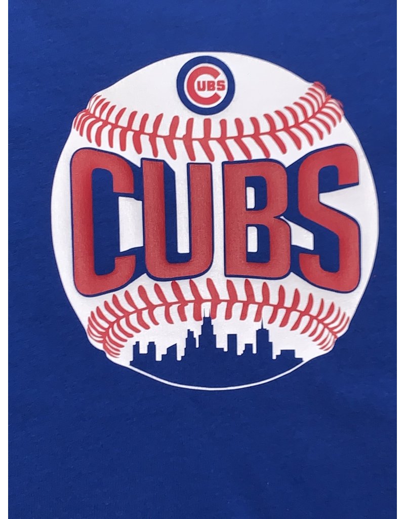 Tracy's Treasures Cubs Baseball Skyline Blue Short Sleeve Shirt