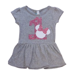 Minnie Glitter Birthday Gray Dress