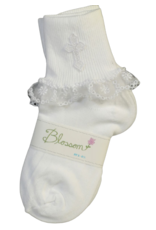 Girls Christening Cross and Lace Socks