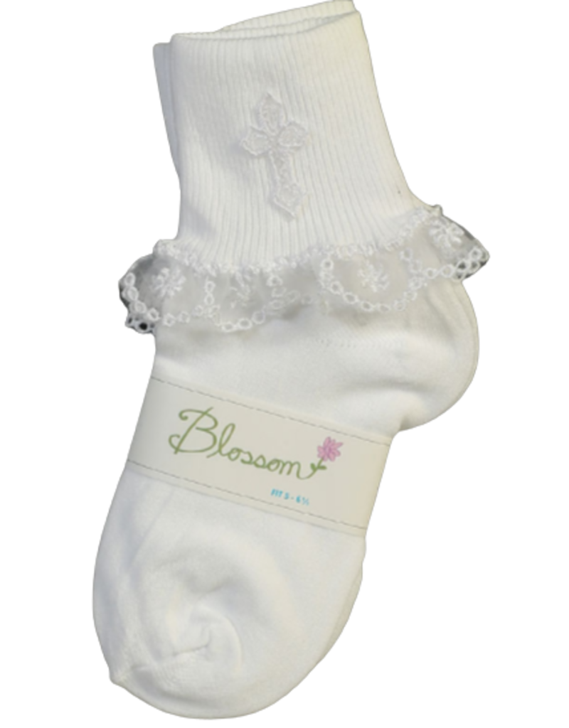 Girls Christening Cross and Lace Socks