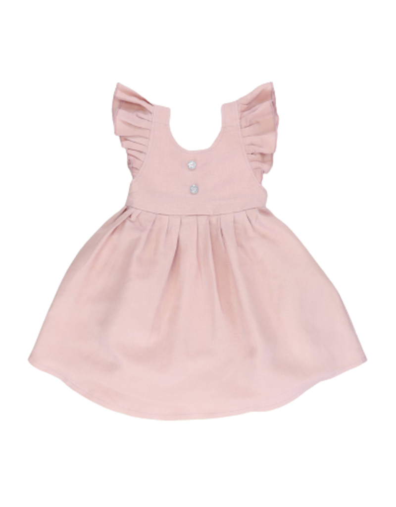 Marie Nicole Clothing Cotton-Linen Mauve Flutter Sleeve Dress