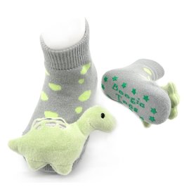 Liventi Green Dinosaur Rattle Socks 0-12m