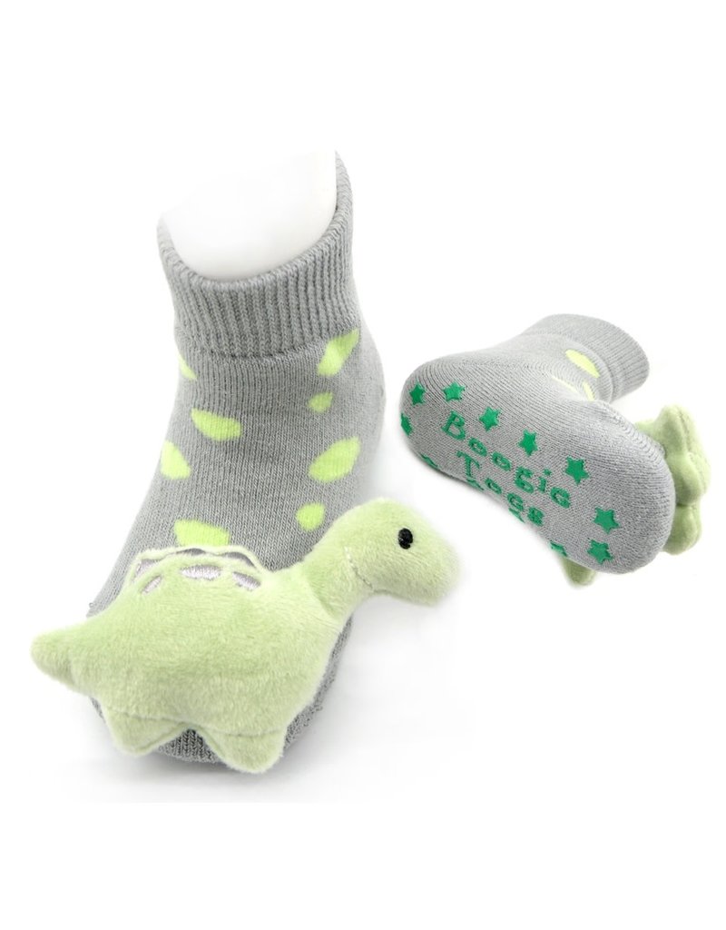 Liventi Green Dinosaur Rattle Socks 0-12m