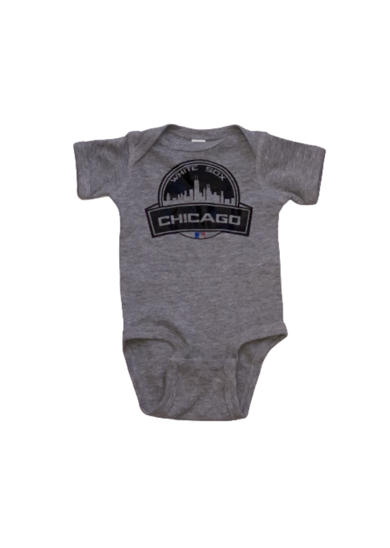 Tracy's Treasures White SOX Cityscape Gray Onesie Short Sleeve