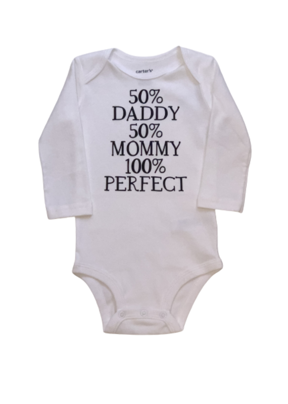 50% Daddy 50% Mommy Long Sleeve Onesie