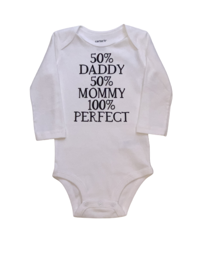 50% Daddy 50% Mommy Long Sleeve Onesie