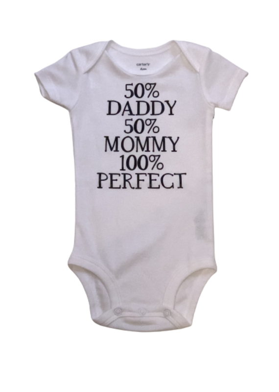 Tracy's Treasures 50% Daddy 50% Mommy Short Sleeve Onesie