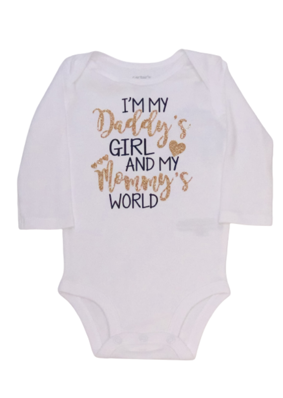 Tracy's Treasures Daddy's Girl Mommy's World Long Sleeve Onesie