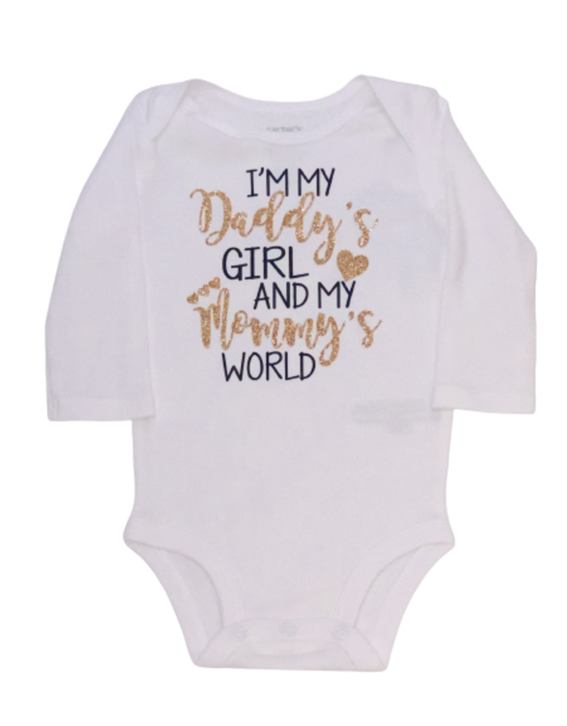 Tracy's Treasures Daddy's Girl Mommy's World Long Sleeve Onesie