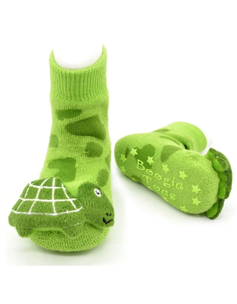 Green Turtle Rattle Socks 0-12m
