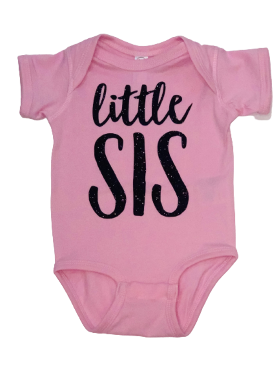 Tracy's Treasures Little Sis Pink Onesie Short Sleeve