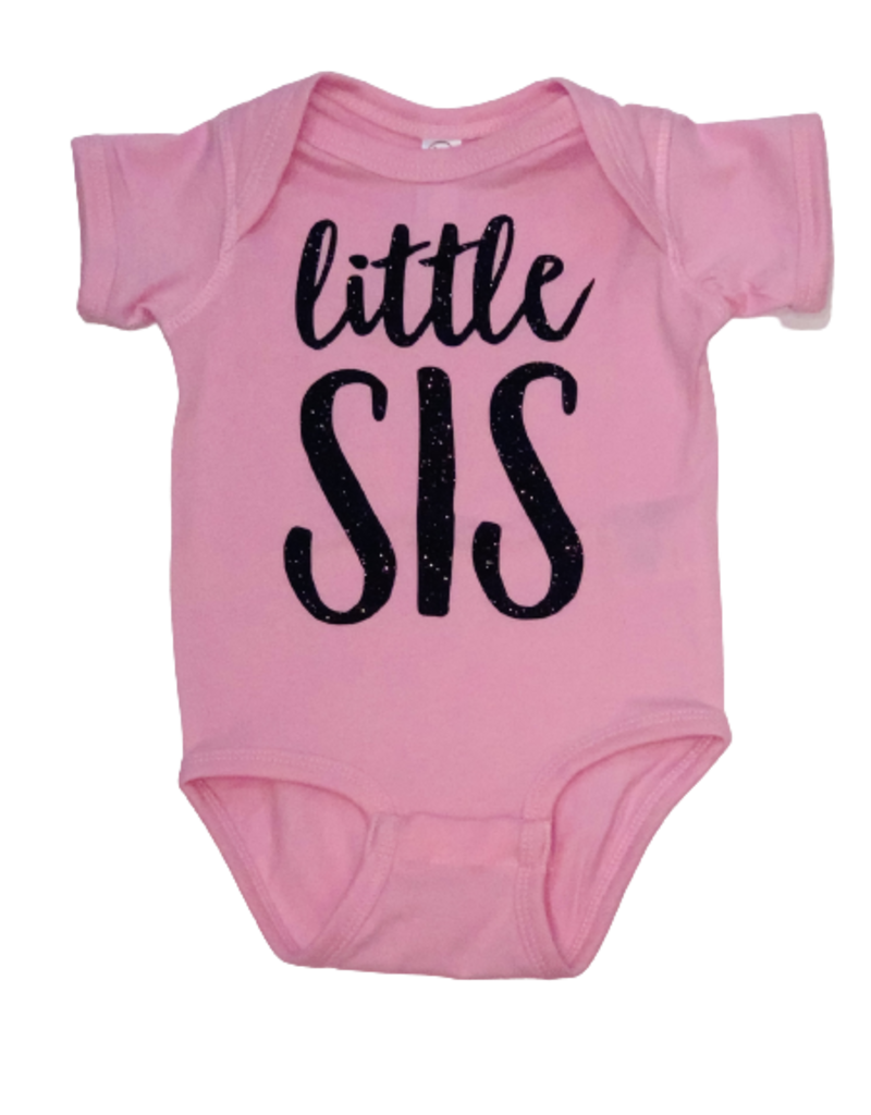 Tracy's Treasures Little Sis Pink Onesie Short Sleeve