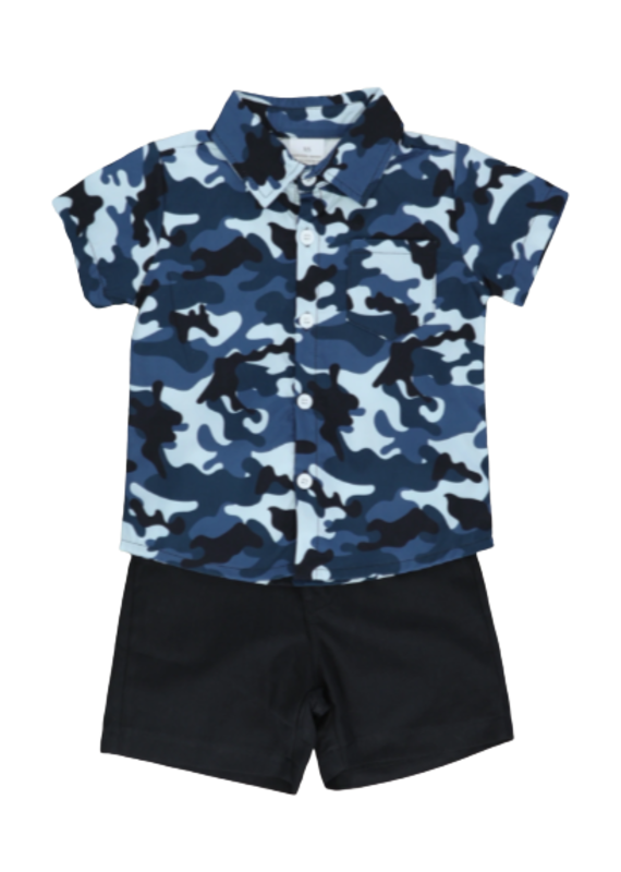 Marie Nicole Clothing Camo Button Down & Shorts Infant