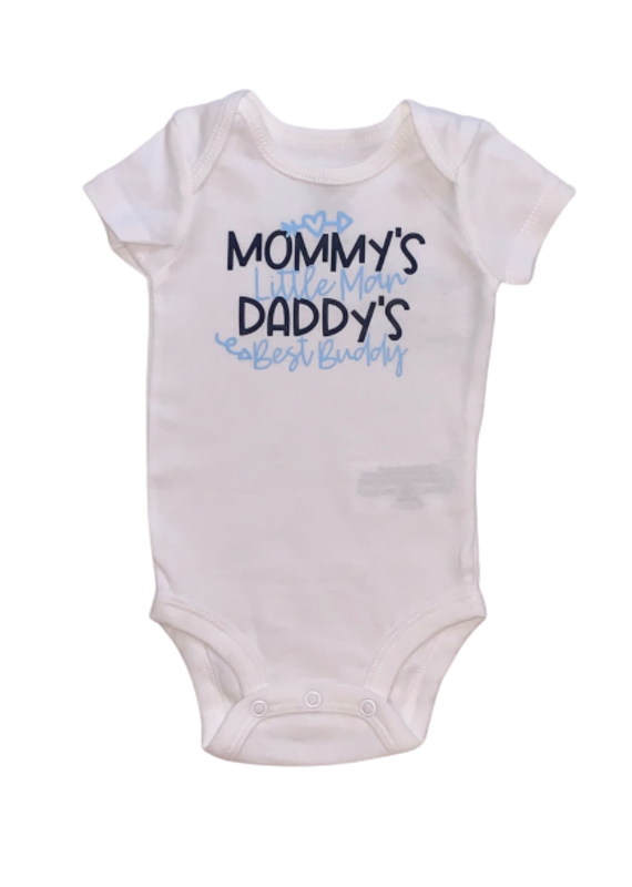 Tracy's Treasures Mommys Little Man Daddys Best Buddy Short Sleeve Onesie