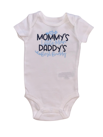 Mommys Little Man Daddys Best Buddy Short Sleeve Onesie
