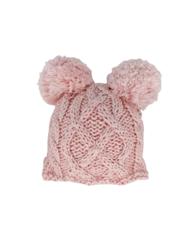 Newborn Aran Pink Double Pom Pom Beanie Hat
