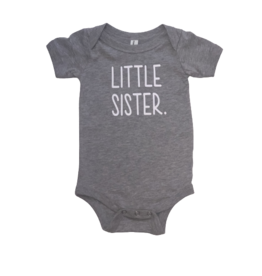 Little Sister Gray Short Sleeve Onesie