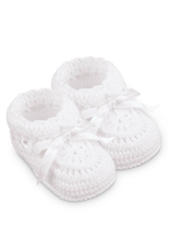 Jefferies Socks Hand Crochet Ribbon Bootie White NB 0-3m