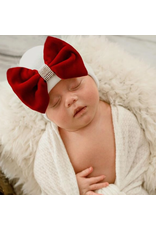 IlyBean Red Christmas Velvet Bow With Rhinestone Newborn Hospital Hat