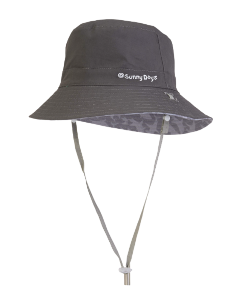 Reversible Grey Design/Grey Bucket Sun Hat 6-12 years
