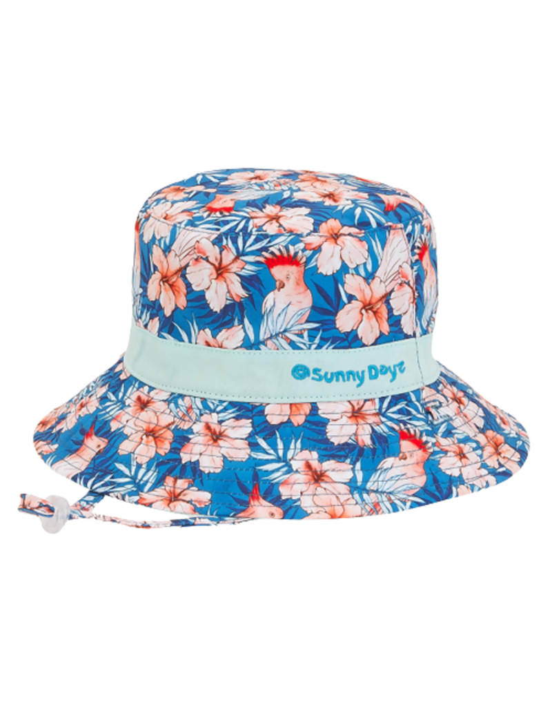 Blue with Flowers Bucket Hat 3-5 years