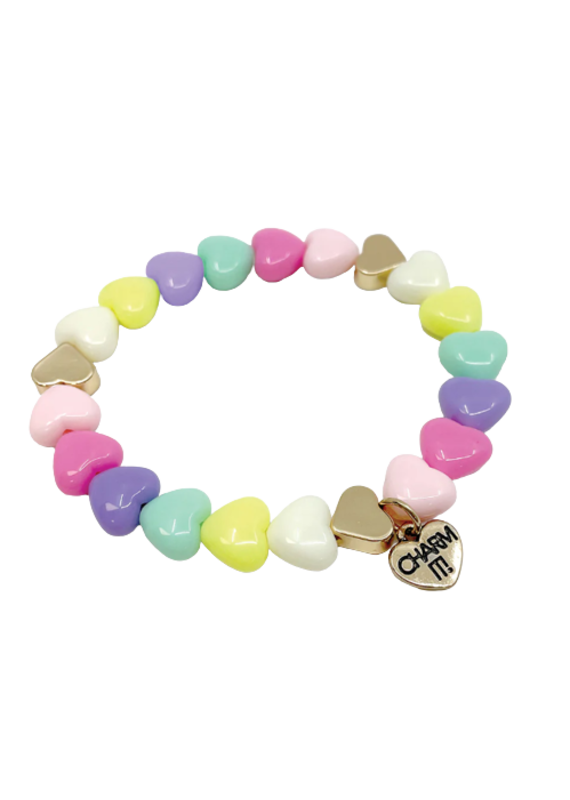 CHARM IT! Gold Pastel Heart Stretch Bead Bracelet