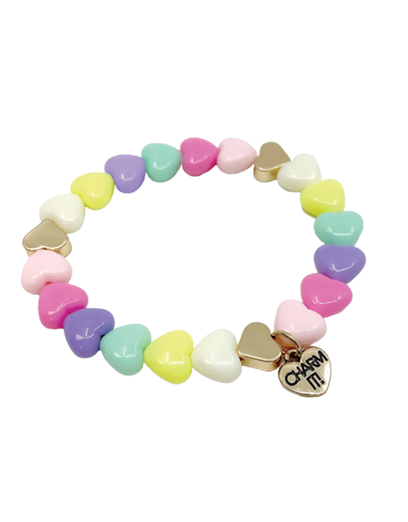 CHARM IT! Gold Pastel Heart Stretch Bead Bracelet