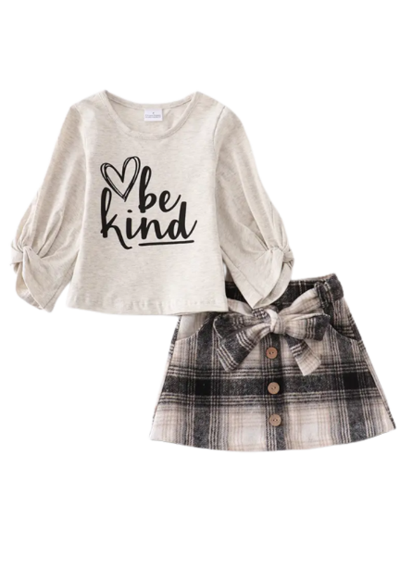 Honeydew "Be Kind" Plaid Skirt Set