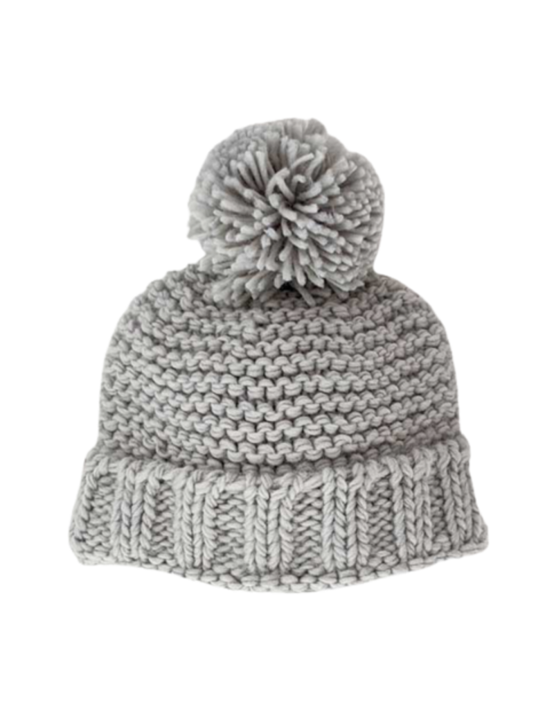 Ice Grey Garter Stitch Beanie Hat