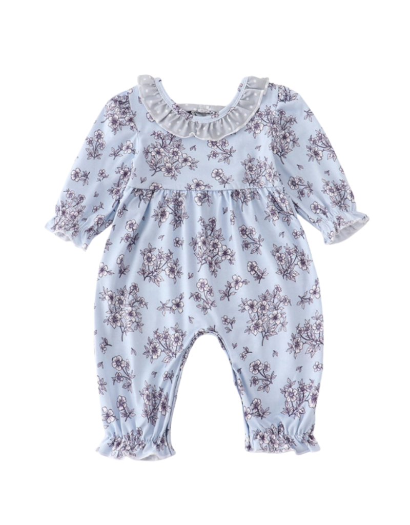 Honeydew Blue Floral Print Baby Girl Romper