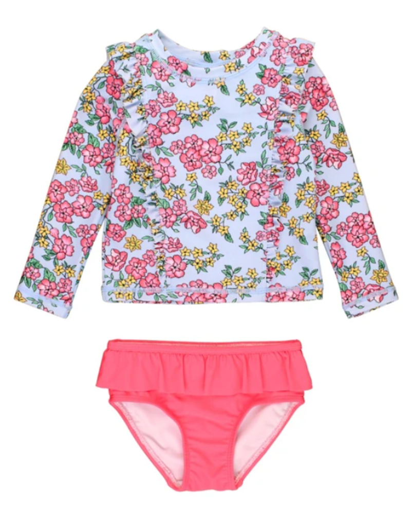 Cheerful Blossoms Princess Seam Rash Guard 2 Piece