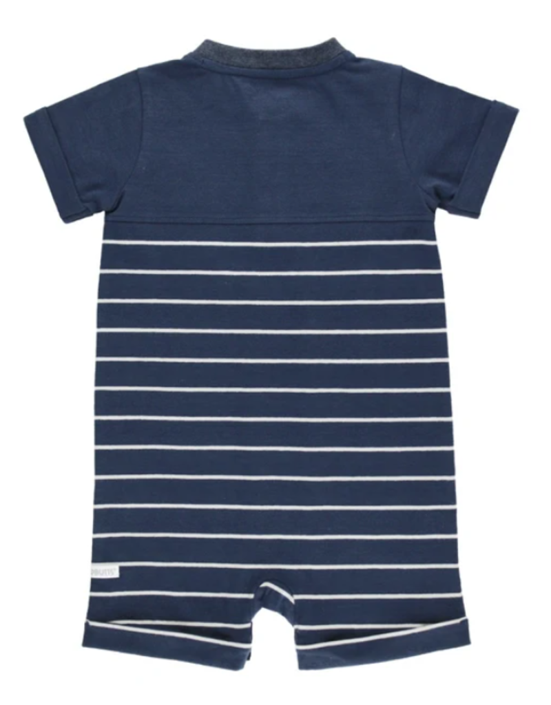 Navy & Gray Stripe Henley Romper