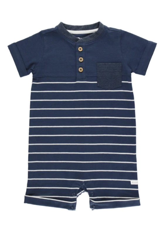 Navy & Gray Stripe Henley Romper