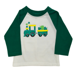 Toddler Boy Train with Shamrock Baseball Tee