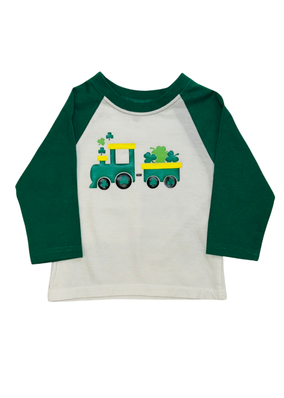 Toddler Boy Train with Shamrock Baseball Tee