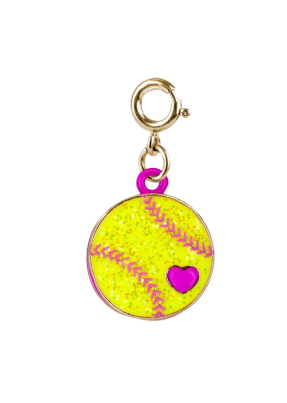 CHARM IT! Gold Glitter Softball Charm