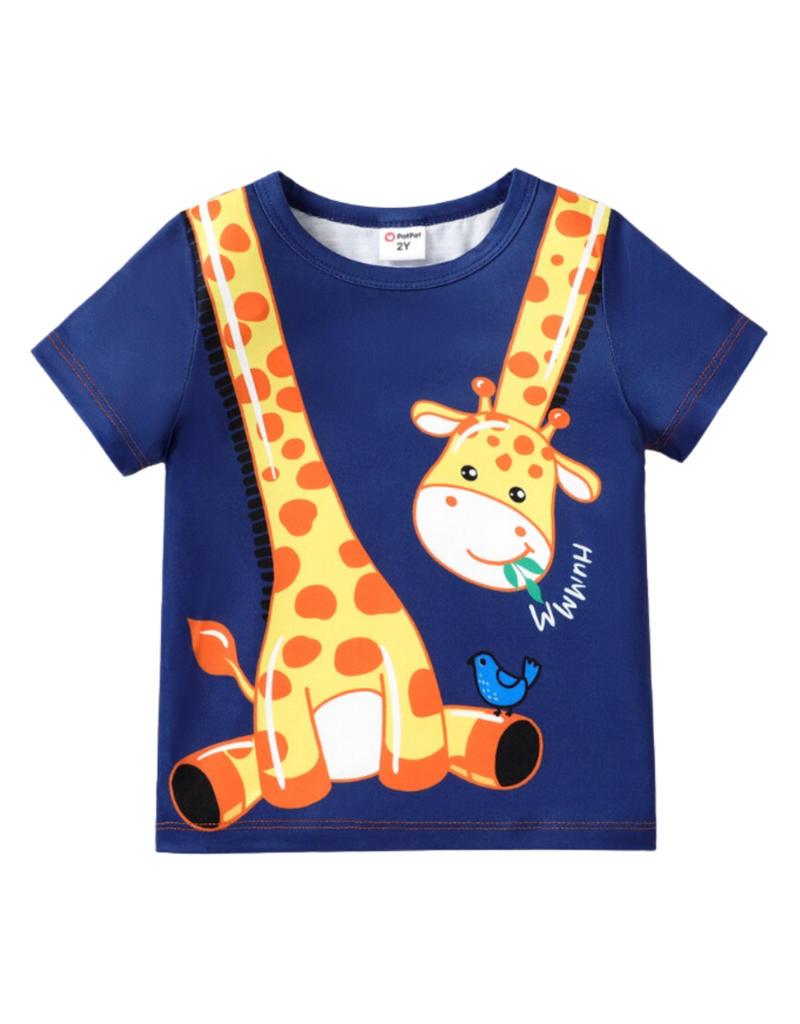PatPat Toddler Boy Animal Giraffe Print Short-Sleeve Tee